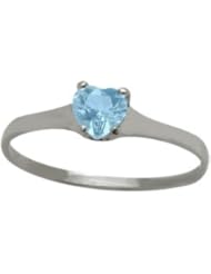 10 Karat White Gold Genuine Blue Topaz Heart Solitaire Baby Ring