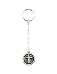 Sterling Silver Antiqued Cross Medal Key Chain