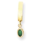 14K 6x4 Oval Bezel Emerald TummyToy Belly Ring - JewelryWeb
