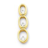 14k Three Stone Diamond Oval Pendant