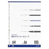 マルマン ルーズリーフ A4 30穴 書きやすいルーズリーフ 6ミリ罫 100枚 L1101H 5セットの画像