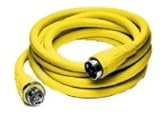 Hubbell Wiring Systems HBL61CM42 Twist-Lock Vinyl Jacketed Shore Power Cable Set, #6 AWG, 3 Pole, 4 Wire, 50 Amps, 125/250V, 25' Length, Yellow