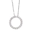 14k White Gold Link Chain with Diamond Circle Pendant Necklace- 18" (0.75ctw)