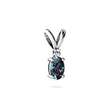 14K White Gold Oval Created Alexandrite Pendant