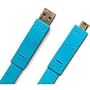 1.2M Flat Cable USB A To Mini B M/m Blue Easy Coil & Carry 24 Label