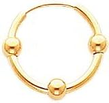 14k Polished 1.5mm Beaded Endless Hoop Earrings SE204
