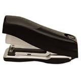Stanley Bostitch Products - Flat Clinch Stapler, 2-20 Sheet Capacity, 210 Per Strip, Black - Sold as 1 EA - Flat clinch stapler requires 30 percent less force to operate and fastens two to 20 sheets. Flat clinch design allows neater stacking. Spring-loaded, pop-out tray makes reloading staples quick and efficient. Stapler uses premium staples and holds up to 210 staples at a time. Unique design allows stapler to stand up or lie flat and features a rubber grip and contoured base for added comfort