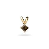 14K Yellow Gold Genuine Square Smoky Quartz Pendant