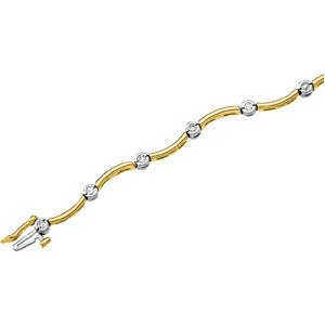 Genuine IceCarats Designer Jewelry Gift 14K Yellow White Gold Two Tone Diamond Bracelet.