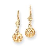 14k Diamond-Cut Filigree Ball Leverback Earrings