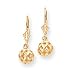 14k Diamond-Cut Filigree Ball Leverback Earrings