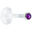 16 Gauge 1/4" Solid 14KT White Gold 2mm Genuine Amethyst Bioplast Push in Monroe
