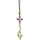 BABY PHAT Gold Tone Amethyst MARQUISE FLOWER Cat Cell Phone Charm