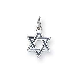 Sterling Silver Antiqued Star of David Charm