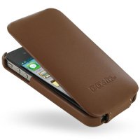 PDair Leather Case for Apple iPhone 4 & 4S - Flip Type (Brown) Version.2