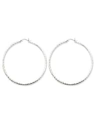 Sterling Silver 2.25mm Diamond-cut Hoop Earrings QE3537"