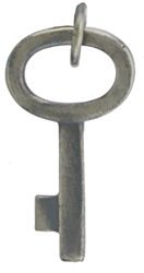 Small Antique Style Old Fashioned Key Pendant in Sterling Silver, #7620