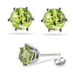 1.46 Cts Peridot Stud Earrings in 14K White Gold