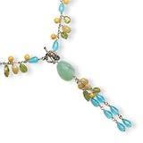 Sterling Silver Peridot/Blue Crystal/Yellow Jade/Chalcedony Necklace - 17 Inch