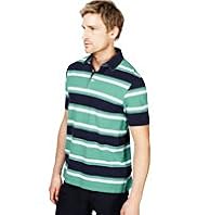 Blue Harbour Pure Cotton Block Striped Polo Shirt