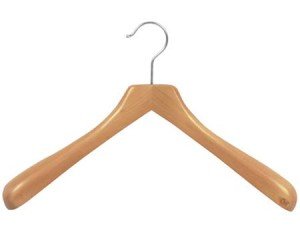 Wooden Curved Deluxe Coat Hangers Natural Finish Box of 24