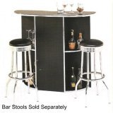 Kitchen: Black bar unit with chrome accents