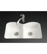 Hot Sale KOHLER K-6626-6U-KA Langlade Smart Divide Undercounter Kitchen Sink, Black 'n Tan