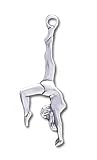 Solid Sterling Silver Gymnast Pendant Approximately 1 1/8