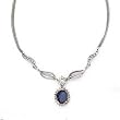 14K WHITE GOLD SAPPHIRE & DIA NECKLACE 16.5" S-2.25 D-0.61