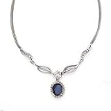 14K WHITE GOLD SAPPHIRE & DIA NECKLACE 16.5" S-2.25 D-0.61