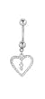 Clear Bunny in Heart Dangling Belly Ring