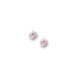 Sterling Silver Children's 4mm Pink Cubic Zirconia Earrings