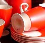 Review Carlton China  / Carlton Ware Orange and Cream Coffee Cup and Saucer
