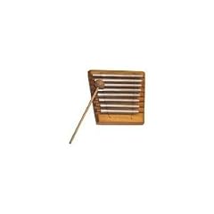 Acht Klangstbe mit Klppel Chime - Lnge: ca. 19 cm Breite: von ca. 14,5 unten bis ca. 19 cm oben Hhe: ca. 2,6 cm - Klangstbe: Lnge: von ca. 10,5 bis ca. 15,5 cm Durchmesser: ca. 1,0 cm - aus Holz - A++ Qualitt