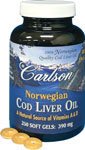 Carlson Labs Norwegian Cod Liver Oil, A Natural source of Vitamin A and D, 250 Softgels