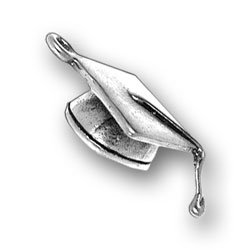 Sterling Silver Graduation Cap (Mortarboard) Charm