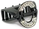 Women's 2.25" Clear Austrian Crystal Jeweled Black Colored Jaw Clip
