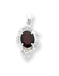 Sterling Silver Garnet & CZ Pendant QC2173"
