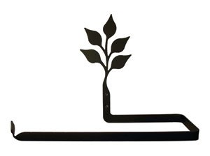 Detail image Wrought Iron Leaf Accented Wall Mount Paper Towel Rack