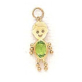 14k 3x5mm Boy August Birthstone CZ Gold Face Pendant - JewelryWeb
