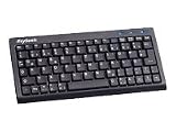 KEYSONIC ACK-3400U SuperMini-Tastatur schwarz  ultraflache Bauform SoftSkin X-type technologie blaue Status LEDs USB (DE)
