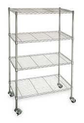 STORE LOGIC 3TPA6 Wire Cart, 4 Shelf, Chrome, 60x24x67 In. On Sale