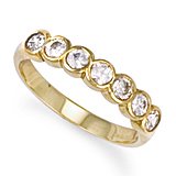 Jewelco London 9ct Solid gold hand finished cubic zirconia set Rub-over Eternity Ring