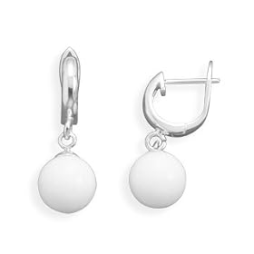 White Agate Hinged Hoops- Free Shipping