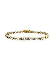 Sapphire and Diamond Tennis Bracelet : 18K Yellow Gold - 4.00 CT TGW