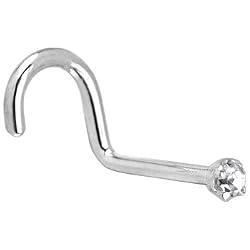 Platinum 1.5mm Genuine Diamond Right Nostril Screw - 20 Gauge