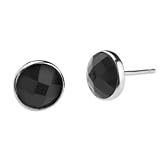 Sterling Silver Black Onyx Round Stud Earrings 7mm - Men, Women, Unisex