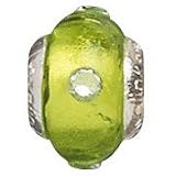Lovelinks by Aagaard Sterling Silver Green Diamond Bead with Murano Glass For Charm Bracelets