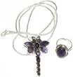 Pendant Ring Set Sterling Silver Amethyst Jewelry (Pndts012)