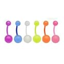Body Accentz&trade; Body colors Belly Button Ring Assortment 14 Gauge Flex Glow in the Dark 7/16" Qty 6